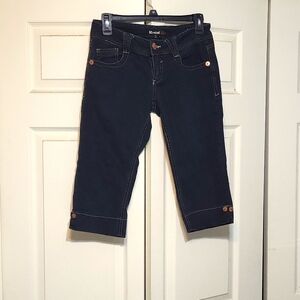 Rewind size 5 knee length jean shorts. Like new. Slim fit.